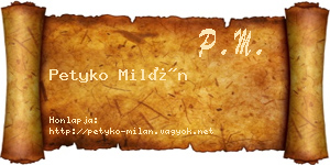 Petyko Milán névjegykártya
