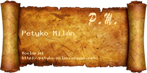 Petyko Milán névjegykártya